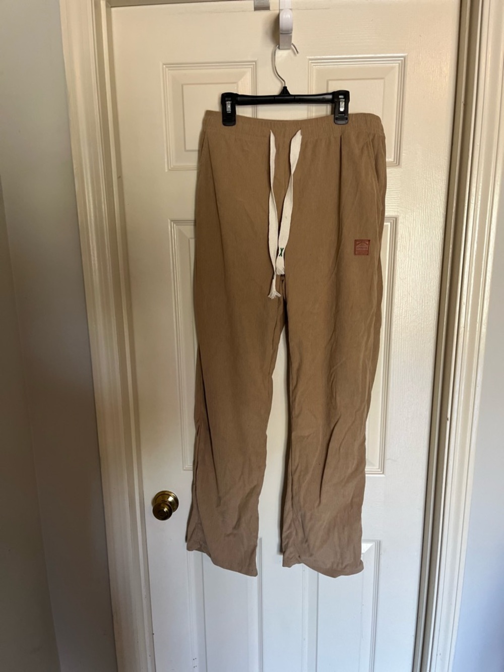 Relaxed Drawstring soft corduroy Men’s Pants in Tan with pockets